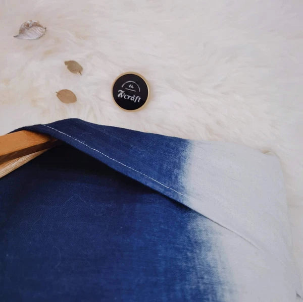 Indigo Shibori Pillowcase, Throw Cushion Cover, Tie Dye Heavy Cotton Linen 18''