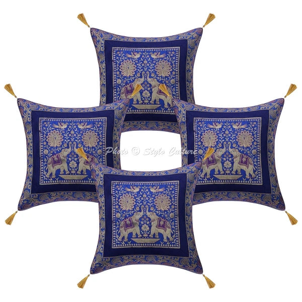 Pillow Cover Bohemian Brocade Jacquard Decor Car Sofa Cushion Case 18 x 18 in
