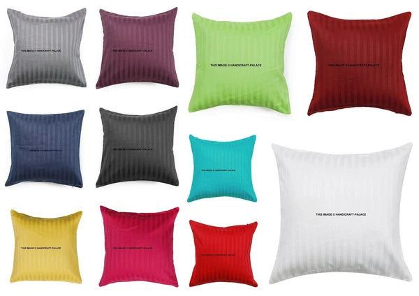 5 PC Satin Plain Solid Pillow Case Bed Sofa Waist Cushion Cover Throw Home Decor