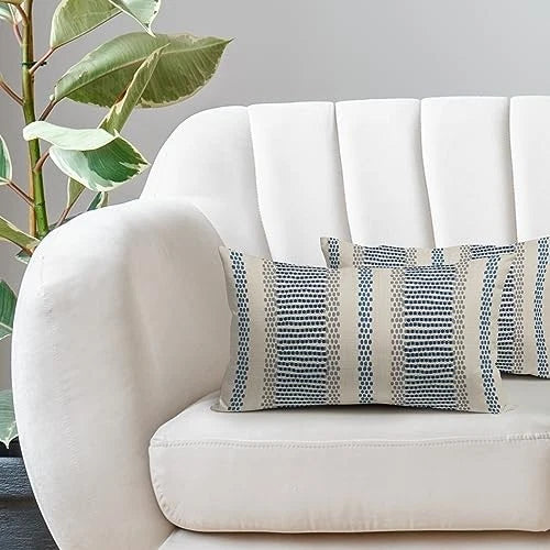 Blue Pillow Covers 12x20 Set of 2 12" x 20" (Pack of 2) Blue Grey Boho Striped
