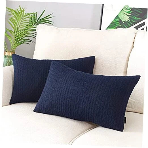 Rectangular Throw Pillow Covers, Pack of 2 20" x 12" (Pack of 2) Navy-2 Pcs