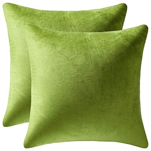 Couch Pillow Cases 18x18: 2 Pack Cozy Soft Velvet 18 x 18-Inch Chartreuse