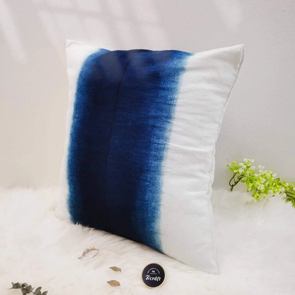 Indigo Shibori Pillowcase, Throw Cushion Cover, Tie Dye Heavy Cotton Linen 18''
