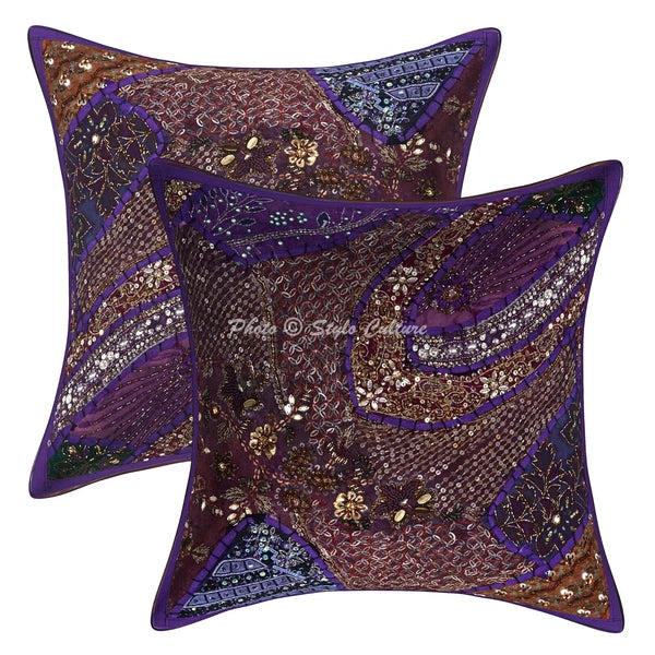 Decorative Home Decor 16 x 16 in Boho Cushion Cover Beaded Boho Sofa Pillow Case