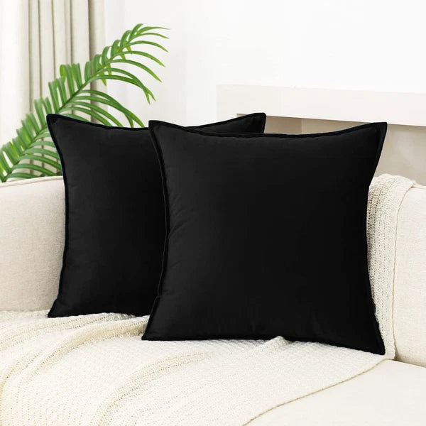 Velvet Black Throw Pillow Covers Pack of 2 Decorative Soft for Couch Sofa Bed...
