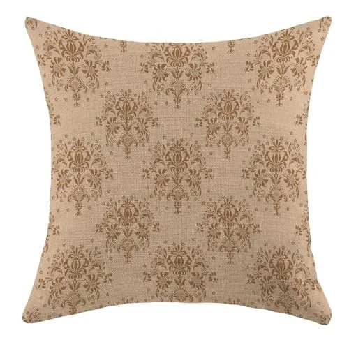 Pillowcase Cushion Case Gray Intricate Beige Brown Damask Pattern Abstract Tan