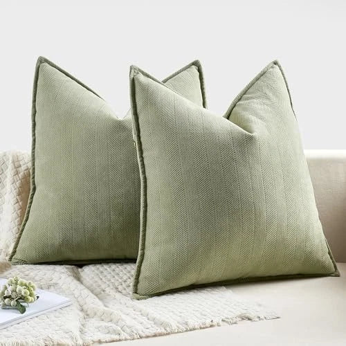 Pack of 2 Decorative Pillow Covers 22x22 Inch 22" x 22" (Pack of 2) Sage Green
