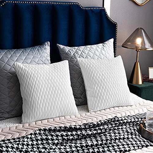 Striped Couch Pillow Cases: 2 Pack 24x24 Inch 24" x 24" (Pack of 2) White