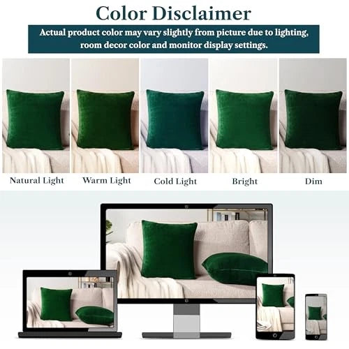 Throw Pillow Covers 20x20 Set of 2, 20" x 20" (Pack of 2) Emerald Green