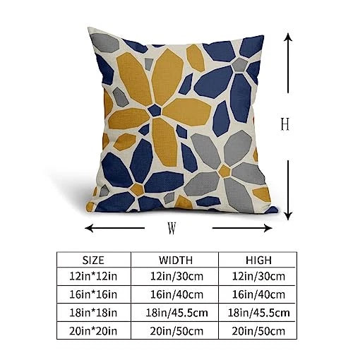 Grey Gray Pillow Covers 18x18 Set of 2 18" x 18" (Pack of 2) Navy Blue Yellow