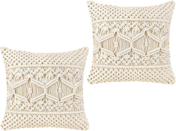 NWT Mkono Throw Pillow Cover Macrame Cushion Case (NO Inserts) 2p Set