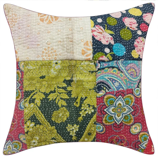 Indian Cotton Handmade Patchwork Cushion Cover Pillow Set of 2 bed sofa decor