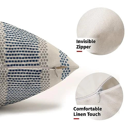 Blue Pillow Covers 12x20 Set of 2 12" x 20" (Pack of 2) Blue Grey Boho Striped