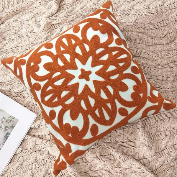 Stylish Mandala Embroidery Pillow Covers 18x18 - Set of 2 for Living Room