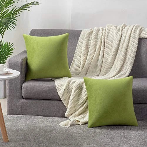 Couch Pillow Cases 18x18: 2 Pack Cozy Soft Velvet 18 x 18-Inch Chartreuse