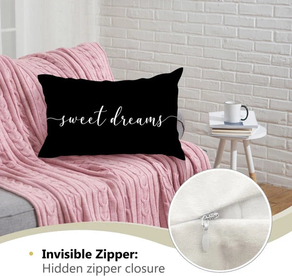 Black Decorative Pillow Covers, Decorative Pillows for Bed, Sweet Dreams Pillow
