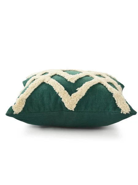 Cotton Cheer Tufted Cushion Cover For Sofa, Living Room Or Bed 18x18 inch, Green