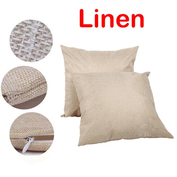10pcs 18" Sublimation Blank Linen Pillow Case Home Sofa Car Waist Cushion Cover