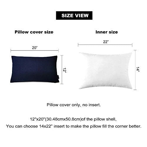 Rectangular Throw Pillow Covers, Pack of 2 20" x 12" (Pack of 2) Navy-2 Pcs