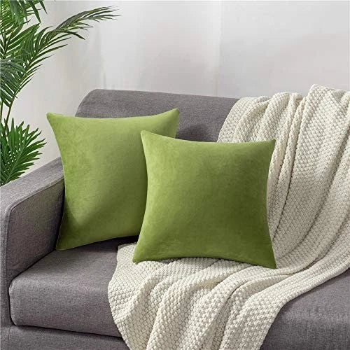 Couch Pillow Cases 18x18: 2 Pack Cozy Soft Velvet 18 x 18-Inch Chartreuse